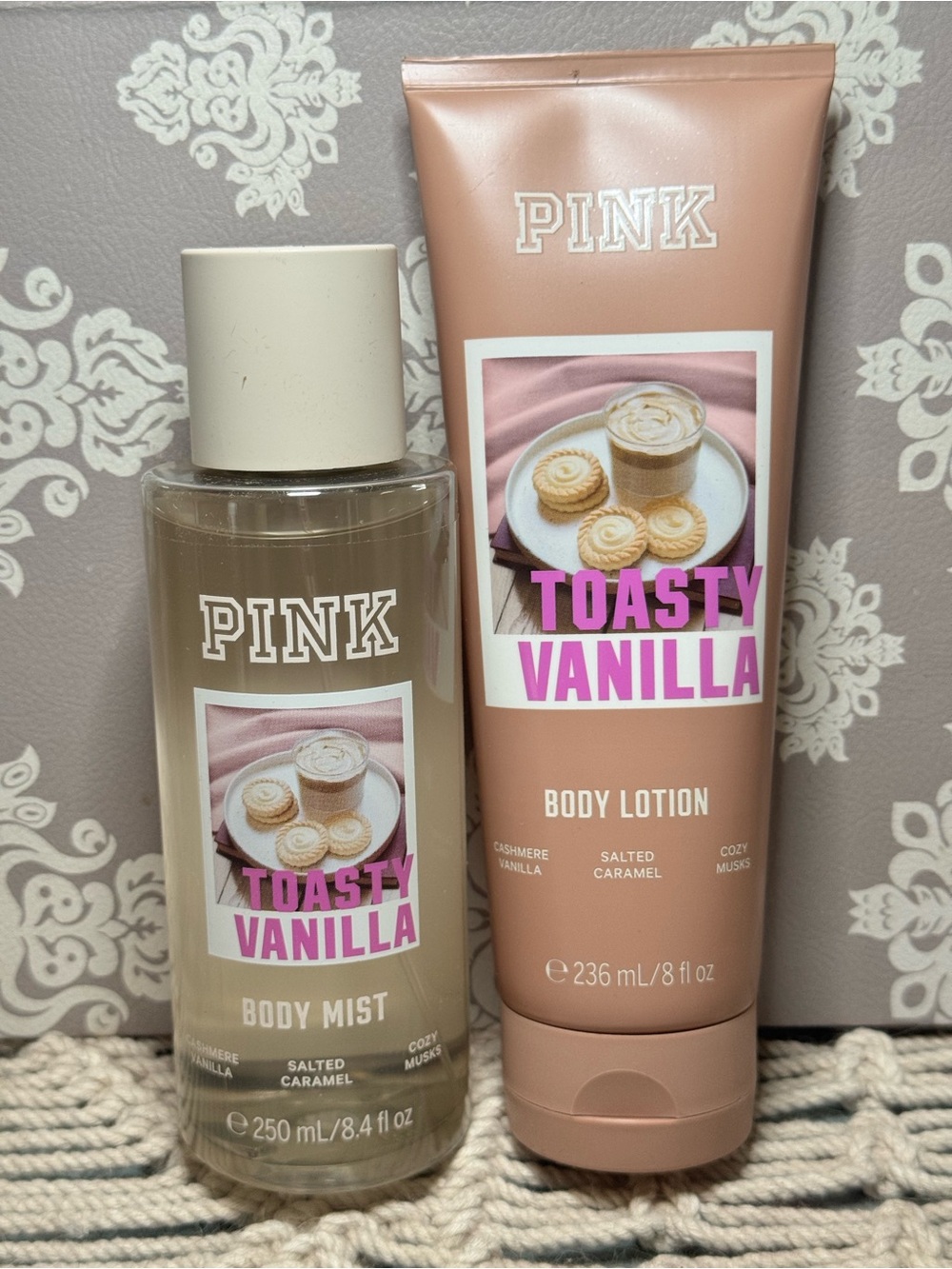 NEW PINK Victoria’s Secret Toasty Vanilla Body Spray and Body Lotion Ser